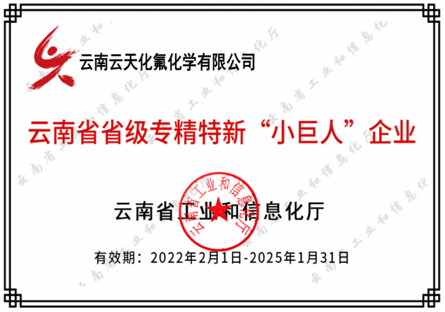 奋楫笃行|公司荣获云南省工信厅“小巨人”企业称号